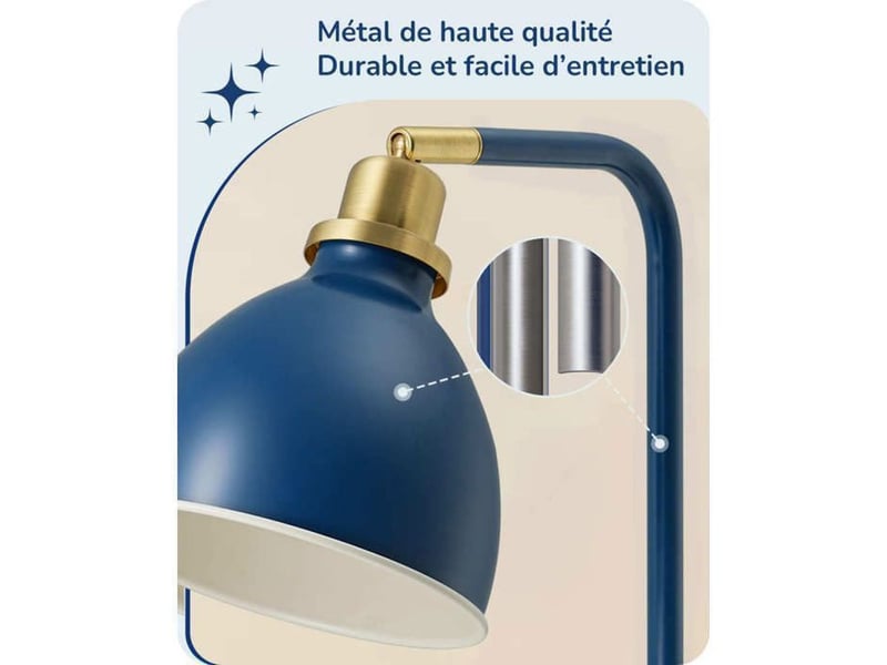  Lampe sur pied industrielle 155 cm tete orientable bleu marine e27 led 2700k 370618_AADDE38148_6_DROPFR - Conforama C