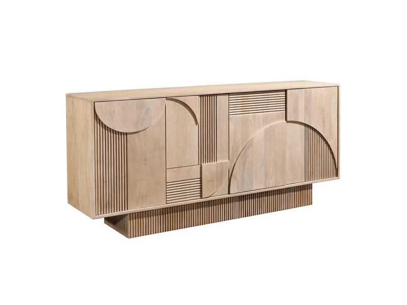  Buffet orino 170 cm – bois massif de manguier blanchi – style art déco  - Conforama A