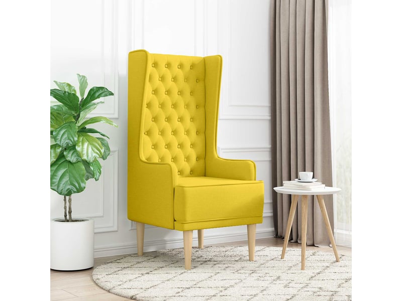  Vidaxl chaise à dossier haut avec boutons capitonnés jaune clair tissu  - Conforama B