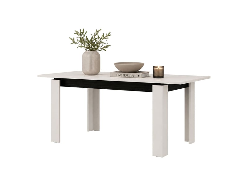  Table extensible lajon, 8 places, 160x90x77h cm blanc crème Lajon - Conforama A