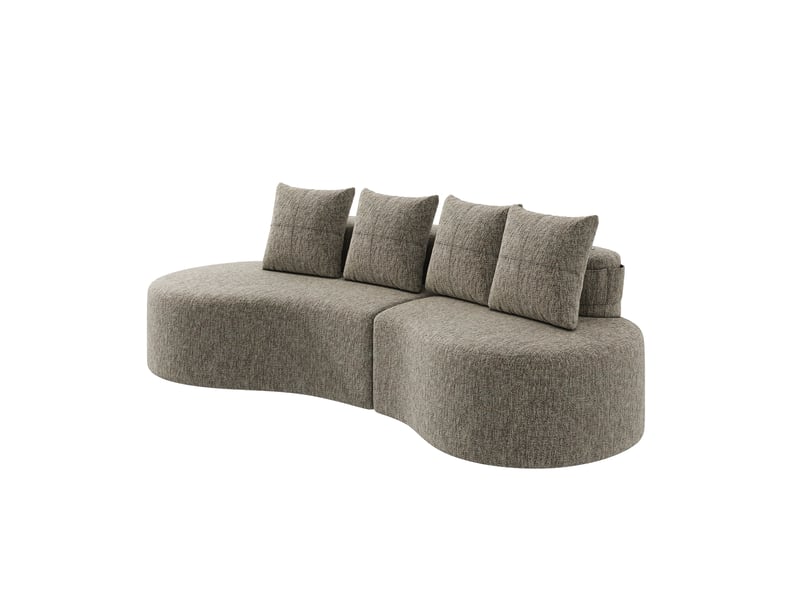  Canapé droit en tissu coton et lin kaki, 4 places, 240 cm, avec rangement W2845S00254 - Conforama W