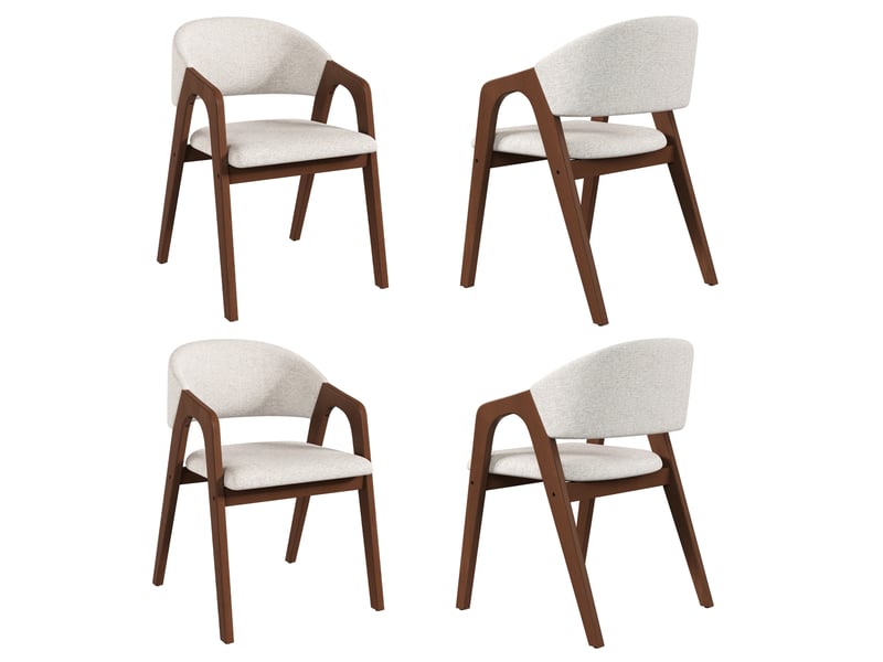 Lot de 4 chaises avec accoudoirs 55.5x60x83 cm noyer et beige avoine - Conforama A