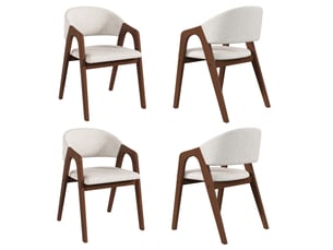 Lot de 4 chaises avec accoudoirs 55.5x60x83 cm noyer et beige avoine