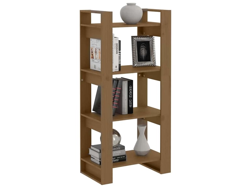  Bibliothèque, étagère de rangement marron miel 60x35x125 cm bois massif  - Conforama E