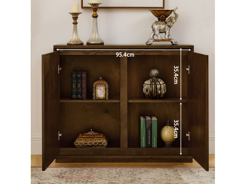 Meuble de rangement v en mdf avec finition bois massif brun style mid-century pour salon, cuisine ou entrée 4071298391664 - Conforama E