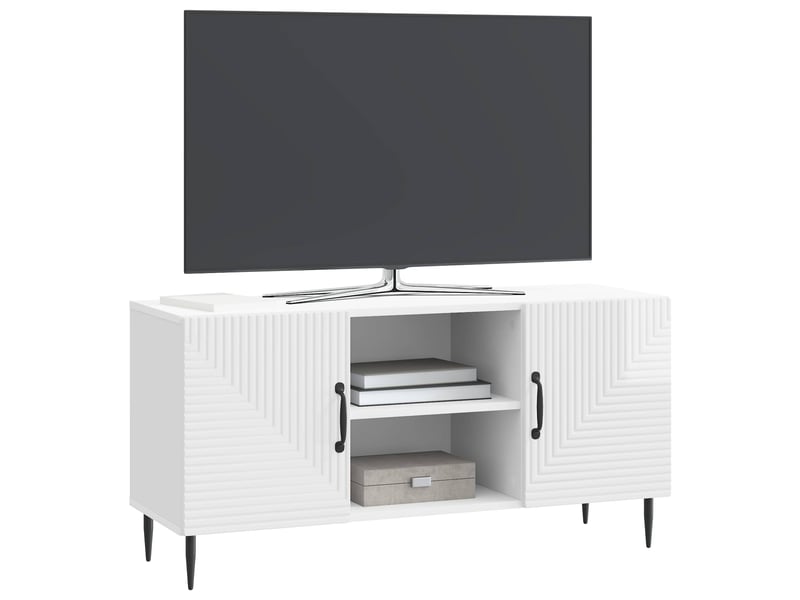  Meuble tv - banc tv - meuble de rangement blanc brillant 102 x 34,5 x 50 cm bois d'ingénierie  - Conforama C