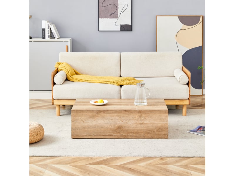  Table basse rectangulaire 90x50x30 cm, pour cuisine et salon, style luxe simple, meuble de salon, mdf, couleur bois  - Conforama D