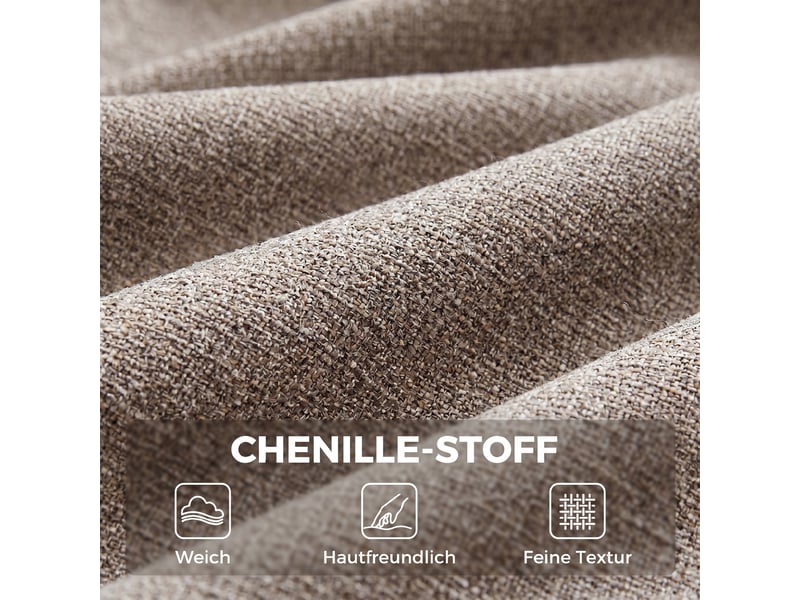 Fauteuil lounge en tissu effet chenille avec accoudoirs marron clair 60 x 57 x 83 cm  - Conforama E