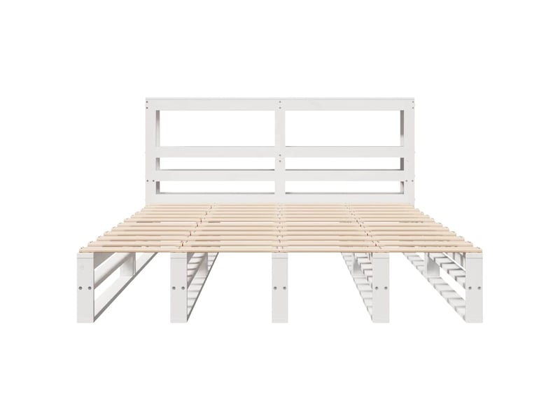Lit double- lit adulte - cadre de lit sans matelas blanc 120x200 cm bois de pin massif - Conforama C