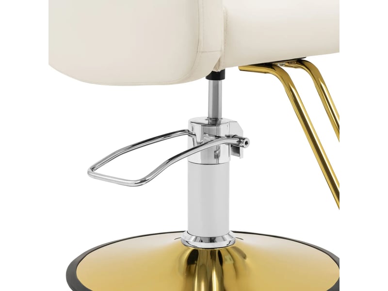 Fauteuil de coiffeur professionnel avec repose-pieds 180 kg pvc acier crème 14_0008945  - Conforama B