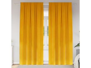 Lot de 2 rideaux, rideaux de fenêtre jaune moutarde 140 x 225 cm velours cf44080