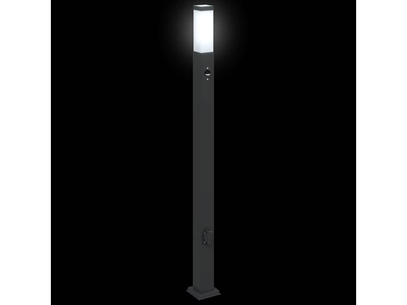  Lot de 3 borne lumineuse avec détecteur et prise 110 cm noir ip44  - Conforama E