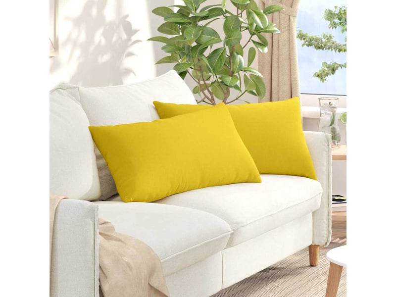 Lot de 2 coussins de canapé, coussins décoratifs tissu jaune clair 80 x 40 cm cf58895 - Conforama B