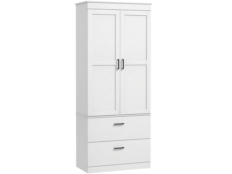  Buffet de cuisine avec placard 2 tiroirs et étagères réglables crème 75 x 39 x 178 cm  - Conforama B