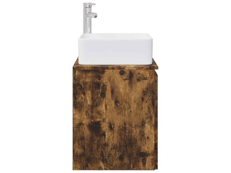 Vanité de lavabo mural, meuble de rangement chêne fumé 49.5x41x63 cm shl9406 - Conforama D