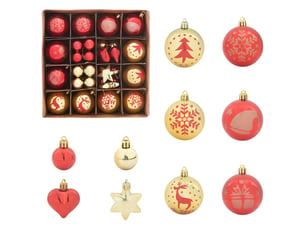 Ensemble de boules de noël 40 pcs or et rouge ø 6 cm plastique