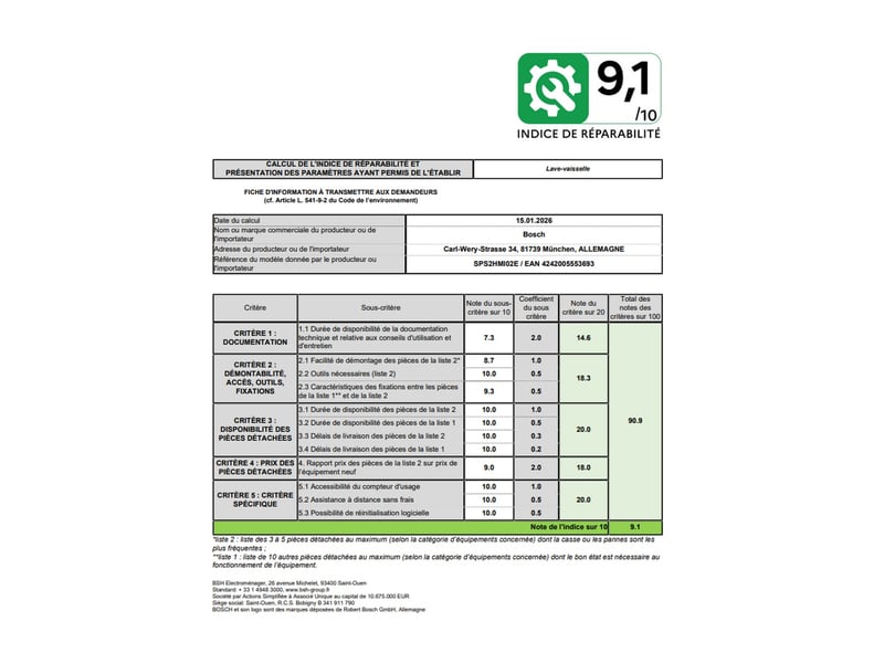  Bosch - lave-vaisselle 45cm 10 couverts 46db  sps2hmi02e - série 2 SPS2HMI02E - Conforama R