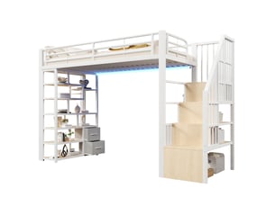 Lit mezzanine 90x200 cm <strong></strong>  <strong>evarich</strong> coloris blanc