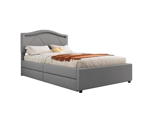 Lit simple 90x200 cm ULQENI   coloris gris