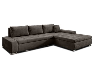 Canapé d'angle réversible convertible <strong>AX LIVING </strong> <strong>Tunceli</strong> 4 places Velours marron avec coffre de rangement