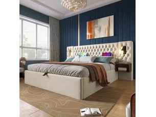 Lit coffre 180x200 cm coloris beige