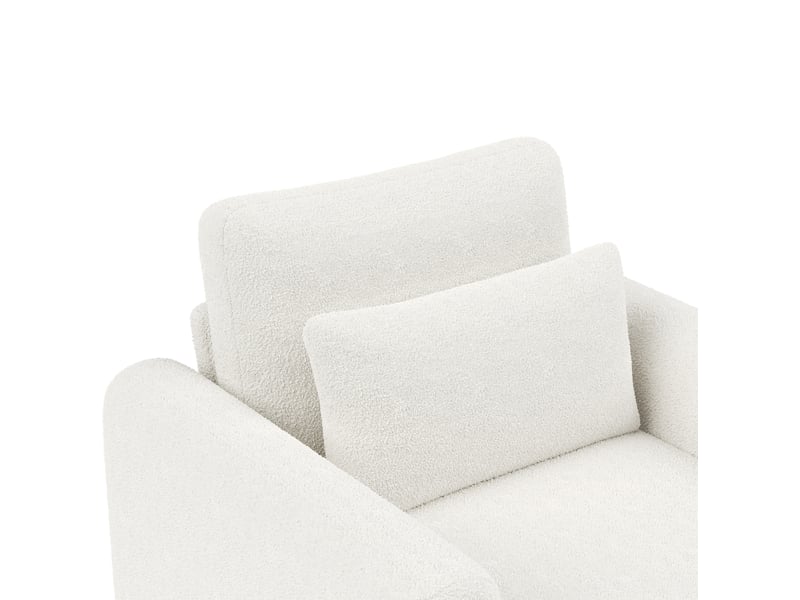  Fauteuil 87x83x88,5 cm coussin épais haute densité soutien lombaire bois pieds antidérapants velours teddy blanc  - Conforama D