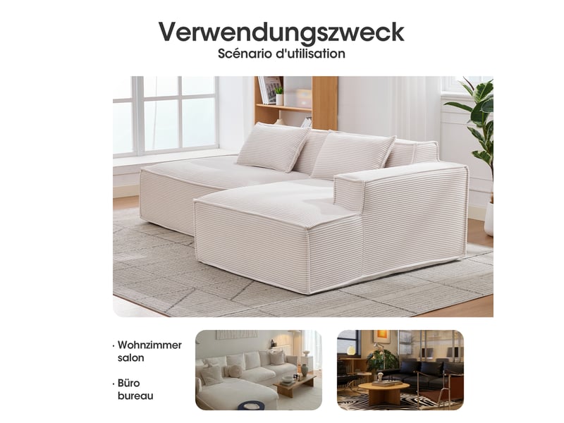 Canapé de salon, canapé moderne : 235 cm, pour bureau, pour appartement, pour salon - Conforama E