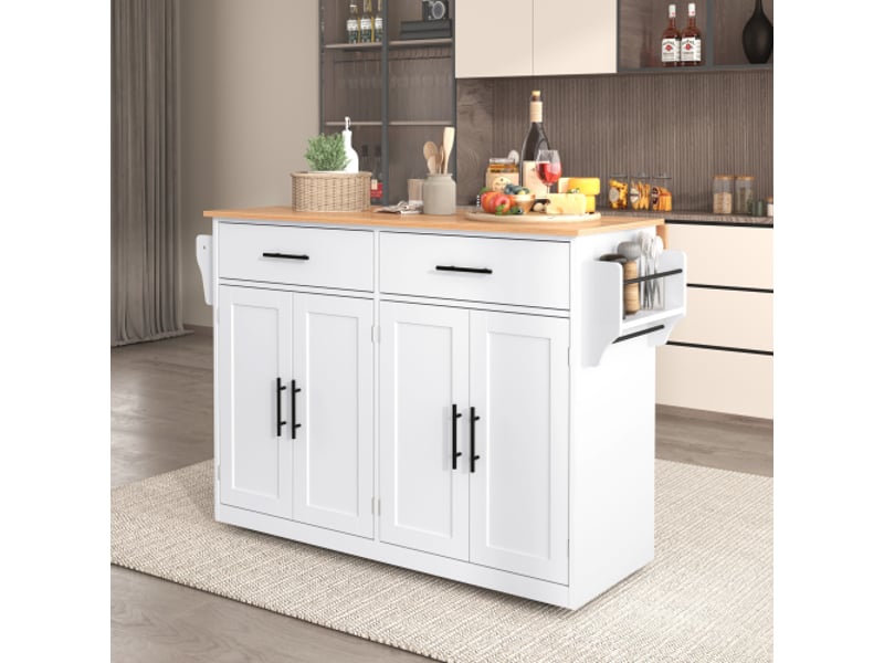 Desserte de cuisine à plateau rabattable 120x71x91,5 cm mdf blanc et naturel - Conforama B