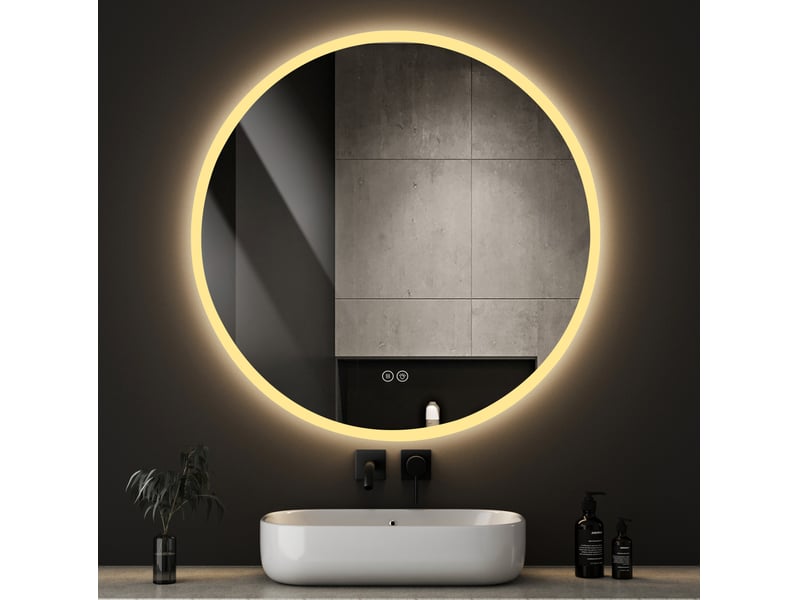  Miroir de salle de bains led rond 70 cm, lumière réglable 3 couleurs, ip44  - Conforama B