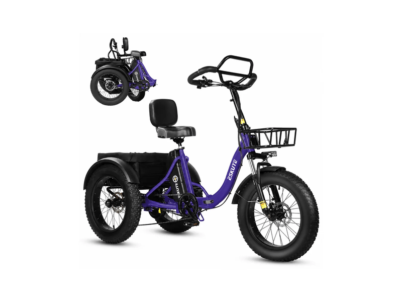 Tricycle électrique 20 pouces eskute t302pro, 48 v 250 w 20,8 ah, confort ergonomique, violet - Conforama A