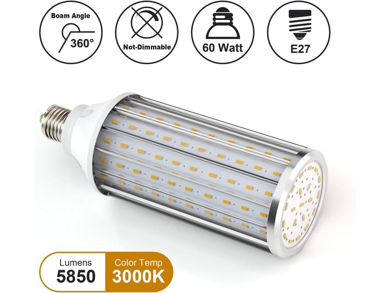  Ampoule e27 60w 3000k 5850lm maïs 160 led  - Conforama C