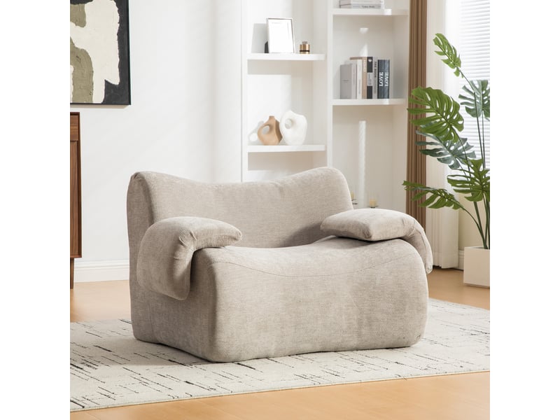 Canapé modulable en tissu chenille gris avec rangement intégré, design contemporain pour salon moderne - Conforama B