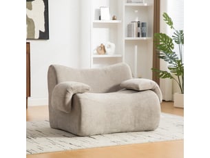 Canapé modulable en tissu chenille gris avec rangement intégré, design contemporain pour salon moderne
