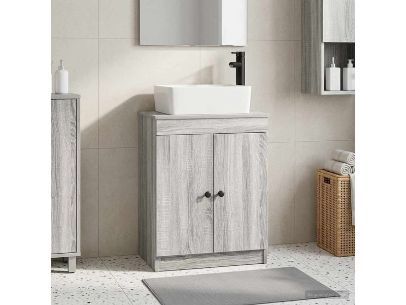  Meuble salle de bain avec évier, meuble de rangement sonoma gris 54x35x83 cm shl3756  - Conforama B