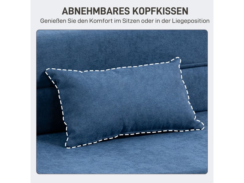 Fauteuil-lit 3-en-1 pliable,80x80x64 cm,tissu aspect flanelle,bleu foncé - Conforama E
