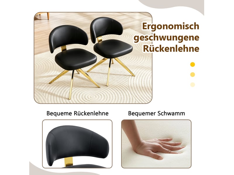 Chaise pivotante moderne 54 x 50,5 x 77 cm – noir et doré – assise confortable, rotation complète à 360° - Conforama E