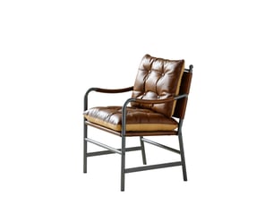 Fauteuil d'appoint noir en cuir - s validtype svelte avec cadre métal style mid-century pour salon