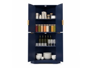 Armoire d’angle 60x60x172 cm bleue avec 4 portes et étagères réglables