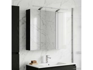 Armoire miroir salle de bain, meuble de rangement chêne noir 80x14.5x70 cm shl1929