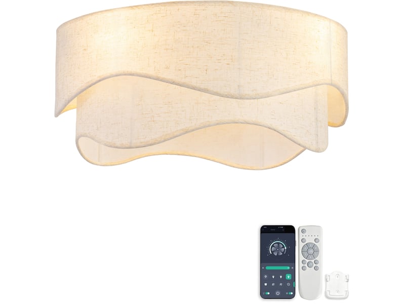 Ventilateur de plafond avec lumière doré et blanc, 50x50x24 cm