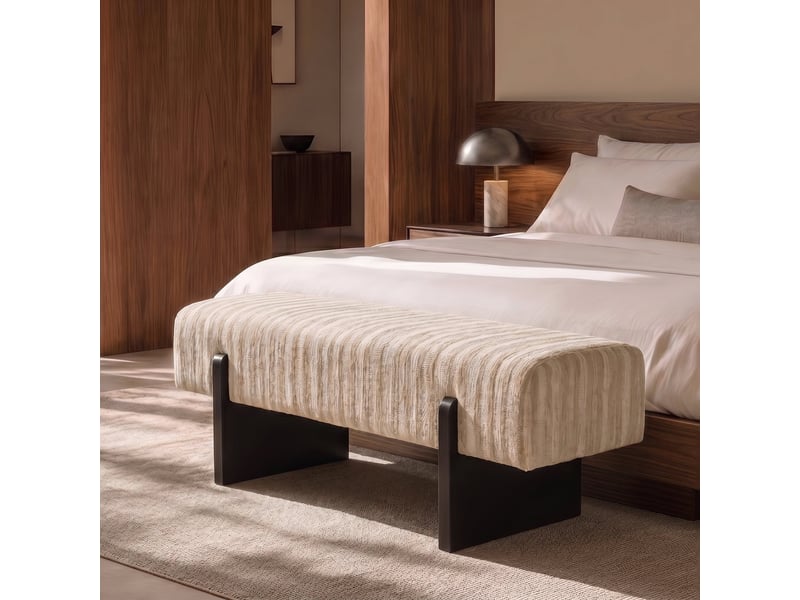  Banc en tissu tramé à motif beige vog 1VOGTTMBG - Conforama B