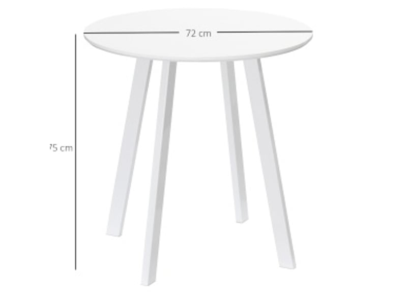 Table de salle à manger ronde pour 2 personnes, plateau brillant et pieds inclinés, pour cuisine, ø72 × 75 cm - Conforama C