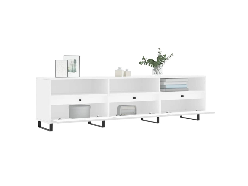  Meuble tv - banc tv - meuble de rangement blanc 150x30x44,5 cm bois d'ingénierie  - Conforama D