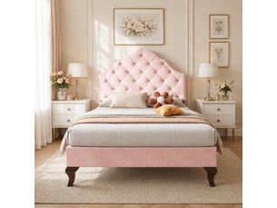 Lit simple 90x200 cm MAISENTIEL coloris rose