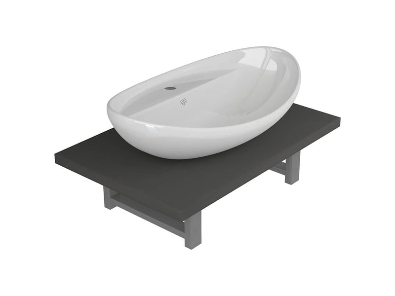  Meuble de salle de bain, armoire salle de bain en deux pièces céramique gris cf65443  - Conforama A