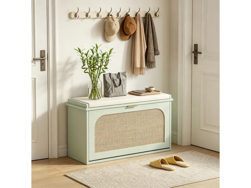  Banc à chaussures moderne avec rangement caché, assise confortable, meuble entrée compact  - Conforama E