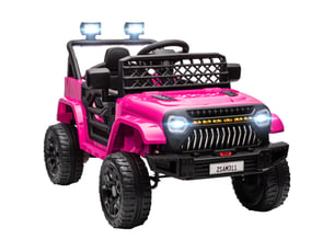 Voiture électrique pour enfants avec batterie 12v, télécommande, vitesse réglable, alimentation usb, phares, klaxon, rosefuchsia
