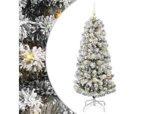 Sapin de noël, arbre de noël artificiel à branches articulées vert et blanc cf61139