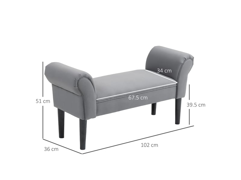  Banc rembourré chambre et entrée 102 cm gris foncé homvra  - Conforama D