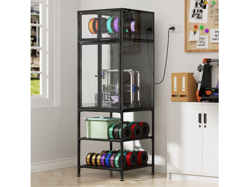 Meuble imprimante 3d 175,5 x 58,9 x 59,9 cm – noir – structure métal avec rangement et caisson fermé  - Conforama B